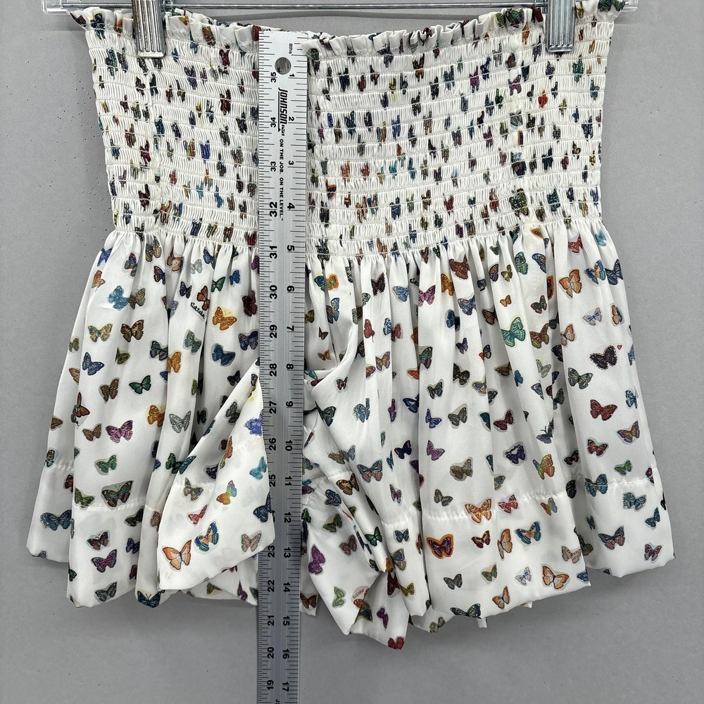 Koch Shorts Womens XS White Butterfly Print Smocked High Waist Made In USA - Picture 7 of 13